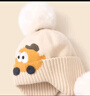 MINI TUTUYA寶寶帽子秋冬季護耳帽圍脖6個(gè)月-4歲嬰兒針織帽保暖2歲兒童毛線(xiàn)帽 恐龍當家-奶油米（純棉內里） 大碼-兩件套（帽子+圍脖） 曬單實(shí)拍圖