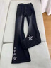 Shelley Jones黑色五角星刺繡牛仔褲男款冬季加絨厚潮牌vibe褲子美式高街微喇褲 黑色加絨 XL [推薦120-140斤] 曬單實(shí)拍圖