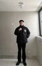 威登羊棉服套裝男冬季加厚潮牌痞帥高級感棉衣外套美式情侶面包服棉襖子 黑色棉服+黑高領(lǐng)毛衣+黑加絨褲 XL 曬單實(shí)拍圖