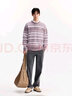 杰克·瓊斯（JACK&JONES）男裝冬季新款字母刺繡休閑條紋拼接寬松圓領(lǐng)毛衣針織衫225425002 C16灰紫色 常規 M （175） 曬單實(shí)拍圖