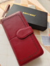 banyanu新款頭層牛皮荔枝紋錢(qián)包女長(cháng)款大容量多功能多卡位真皮手拿包女 酒紅色（頭層牛皮-防盜刷） 曬單實(shí)拍圖