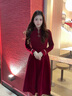 皮爾卡丹（pierre cardin）2025秋季新中式女裝紅色緄邊盤(pán)扣絲絨連衣裙本命年拜年服國風(fēng)裙子 紅色連衣裙 M 建議95-105斤 曬單實(shí)拍圖