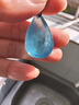 寶卡伊 天然海藍寶吊墜男女情侶水晶吊墜項鏈925銀鑲嵌大氣毛衣鏈 稀有高冰水滴款7-8g 曬單實(shí)拍圖