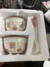 釉下彩可愛(ài)卡通碗碟套裝家用高顏值陶瓷碗筷盤(pán)餐具 2碗2勺 4件套 曬單實(shí)拍圖