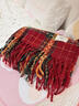 鉑吶苓圍巾女紅格子2025新款高級感仿羊絨圍脖加厚保暖披肩新年新年禮物 圍巾【星星-安哥拉紅 】 曬單實(shí)拍圖