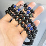 石玥珠寶精品8mm彩虹眼天然黑曜石手串銀配件青金石水晶手鏈男女士款禮物 曬單實(shí)拍圖