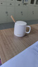CLITON陶瓷馬克杯大容量帶勺蓋咖啡杯牛奶杯早餐杯辦公杯茶杯白色350ml 曬單實(shí)拍圖