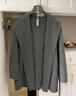 紅袖（hopeshow）浴袍式毛呢外套2025冬季新款女裝100%綿羊毛青果領(lǐng)高級雙面呢大衣 煙灰056 S 曬單實(shí)拍圖