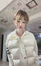 ZLOX棉服冬季2025秋冬新款短款立領(lǐng)加厚保暖針織拼接小個(gè)子棉服 乳白色 S 建議80-95 曬單實(shí)拍圖