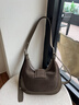 單肩包秋冬磨砂皮女包感腋下包包女大容量通勤時(shí)尚斜挎包跨境 棕色 曬單實(shí)拍圖