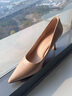 達芙妮裸色高跟鞋女2025新款秋季鞋子細跟尖頭秋款單鞋法式小皮鞋 裸色 38 曬單實(shí)拍圖