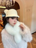 viney冬季圍巾女保暖雙面毛圍脖韓版仿狐貍毛生日新年禮物送女生女友 【米白色禮盒裝】送老婆高顏值 高級感獺兔毛內襯護頸防寒 曬單實(shí)拍圖
