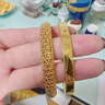 夢(mèng)金園黃金手鐲三葉草足金素圈手環(huán)5D硬金女送老婆 曬單實(shí)拍圖