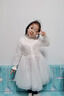 女童禮服輕奢小眾鋼琴演出服兒童生日公主裙主持人長(cháng)袖花童裙秋冬 1953白色加絨+皇冠 120 曬單實(shí)拍圖