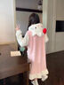 浪莎（LangSha）hellokitty睡衣女秋冬季2025新款珊瑚絨加厚長(cháng)款睡裙家居套裝睡袍 kt凱蒂貓套裝-米白粉(睡袍+睡褲) M 【建議100-120斤】 曬單實(shí)拍圖