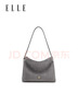ELLE女包新款單肩腋下包大容量通勤手提包生日禮物25050灰 曬單實(shí)拍圖