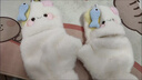 JIOESC貓咪毛絨手套可愛(ài)卡通少女感翻蓋半指觸屏加厚絨冬季騎行保暖學(xué)生 喵小魚(yú)【翻蓋手套】贈掛繩 曬單實(shí)拍圖