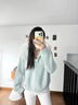 歌詩(shī)慧毛衣女2025新款外套針織衫開(kāi)衫大毛領(lǐng)洋氣女裝秋冬季高級感上衣 連帽可拆卸毛領(lǐng)針織開(kāi)衫【淺藍色】 均碼 曬單實(shí)拍圖