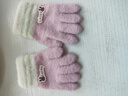 斐月伽兒童手套五指保暖加絨加厚男童女童寶寶可愛(ài)秋冬款針織全指手套 淺粉 建議0-2歲-約11*6cm 曬單實(shí)拍圖