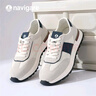 納維凱爾意大利小帆船男鞋老爹鞋透氣潮流男士舒適防臭休閑鞋 米白色  43 曬單實(shí)拍圖
