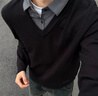 海瀾之家（HLA）雙領(lǐng)針織衫男輕商務(wù)時(shí)尚系列毛衣男秋季 HNTHW3Y009A黑色8A L 175/92A 推薦137~150斤 曬單實(shí)拍圖
