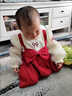 麥潮尚女童冬裝連衣裙洋氣兒童公主裙春秋款童裝嬰兒禮服女寶寶裙子加絨 蝴蝶結假兩件裙 紅色(加絨) 80 曬單實(shí)拍圖