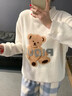 韞舜半邊絨軟綿綿睡衣女2025秋冬季新款格子小熊加厚保暖珊瑚絨家居服 小熊睡衣半邊絨睡-L 曬單實(shí)拍圖
