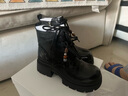 百麗（Belle）時(shí)尚串珠牛皮馬丁靴女冬季新款商場(chǎng)同款厚底增高短靴F2T1DDD5 黑色-單里 38 曬單實(shí)拍圖