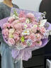 愛(ài)里鮮花同城速遞巨型花束玫瑰花束生日鮮花約會(huì )鮮花送女友送閨蜜禮物 【設計師款】紫玫粉玫粉康繡球桔?；齑畲蠡ㄊ?曬單實(shí)拍圖