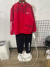 李寧（LI-NING）兒童運動(dòng)套裝冬季紅色童裝新年款6-12歲中大童本命年加絨衛衣衛褲 新年套裝一【加絨衛衣/大logo加絨衛褲】 160 曬單實(shí)拍圖