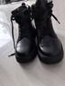懶洋洋女靴秋冬新款小牛皮舒適軟底英倫復古高幫系帶厚底馬丁靴 5506B 黑色 加絨 37 曬單實(shí)拍圖