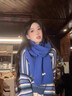 OSKV圍巾女生秋冬季2026新款圍脖女生難哄章若楠同款針織克萊因藍圍巾 寶藍色【細膩軟織】【久戴不悶】 曬單實(shí)拍圖