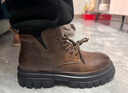 公牛世家馬丁靴鞋子男鞋秋冬季新款高幫加絨保暖棉鞋男士英倫風(fēng)機車(chē)工裝靴 紅棕【四季款單鞋】GN124101225 42 （運動(dòng)鞋碼） 曬單實(shí)拍圖