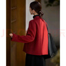 XWI欣未新中式國風(fēng)紅色雙面呢外套女秋冬季婚宴禮服日?？纱┐笠?曬單實(shí)拍圖