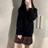 巷詹針織套頭jk毛衣女2024秋冬新款甜美學(xué)院風(fēng)V領(lǐng)純色基礎款長(cháng)袖上衣 碳灰格裙單件 S 曬單實(shí)拍圖