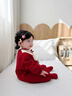班喜迪嬰兒衣服秋冬裝嬰幼兒連體衣寶寶百天周歲禮服加絨哈衣冬季外出服 紅色 80cm 曬單實(shí)拍圖
