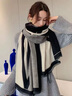 MELENDA KAMAR圍巾女冬季2025新款高檔保暖圍脖加厚披肩生日新年禮物送女生女友 黑米拼色 曬單實(shí)拍圖