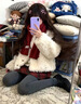 蔓爾依連衣裙女裝冬季節日穿搭2025新款小香風(fēng)羊羔毛絨外套毛衣裙子套裝 毛絨外套+半身裙 （不含圍巾配飾） M 曬單實(shí)拍圖