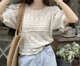 百圖betu女裝春夏新款毛針織衫溫柔系圓領(lǐng)燈籠袖套頭衫女2403T04 米白 S 曬單實(shí)拍圖