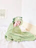 BEBEFLY兒童速干浴巾加厚珊瑚絨冬天寶寶帶帽浴袍新生嬰兒洗澡多用毯干發(fā) 綠色恐龍【加厚珊瑚絨】禮盒裝 70*140cm 曬單實(shí)拍圖