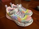 Skechers斯凱奇童鞋女童運動(dòng)鞋閃燈鞋開(kāi)關(guān)魔術(shù)貼兒童休閑公主鞋302315L 銀色/多彩色/SMLT 30 曬單實(shí)拍圖