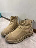 雙星旗艦店工裝男鞋2025新款冬季高幫加絨棉鞋勞保工作戶(hù)外登山馬丁靴 卡其（單鞋） 42 曬單實(shí)拍圖
