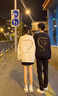 MDlila小眾情侶裝衛衣秋冬季加絨套裝衣服一男一女寬松圓領(lǐng)外套班服定制 《兩件裝》男黑+女白（春秋款） 男XL+女M 曬單實(shí)拍圖