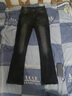 幻司美式cleanft水洗修身微喇高街vibe風(fēng)格黑灰517牛仔褲男女 黑灰色  XL 125-140斤穿修身 曬單實(shí)拍圖