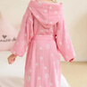 純棉兒童浴袍春夏薄款雙層紗布浴衣洗澡游泳睡袍吸水浴巾帶帽 粉紅色 M(145-165cm) 曬單實(shí)拍圖
