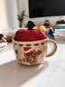 蒙福（mengfu）圣誕馬克杯子女帶蓋蘋(píng)果陶瓷杯新年禮物送女孩女朋友生日情侶杯 蘋(píng)果姜餅人+勺子（豪華禮盒裝） 曬單實(shí)拍圖