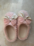 厚底冬季棉拖鞋女士居家卡通可愛(ài)蝴蝶結加絨保暖月子毛毛拖鞋情侶 蝴蝶結-粉色 38-39 (235mm) 建議37-38腳穿 曬單實(shí)拍圖