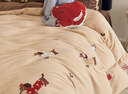紅豆家紡加厚牛奶絨刺繡床上四件套被套床笠宿舍家用裸睡床單被罩床上用品 櫻桃慕斯-粉【柔暖親膚】 1.8m 床單款 四件套-被套200x230cm 曬單實(shí)拍圖