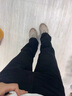 浪莎黑色高腰直筒牛仔褲女冬季新款加絨彈力顯高顯瘦窄版煙筒褲拖地褲 曬單實(shí)拍圖