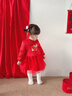 英氏（YEEHOO）【商場(chǎng)同款】童裝裙子女童加絨連衣裙拜年新年衣服女新中式裙子 新年紅YRLAJ42344A 80 曬單實(shí)拍圖